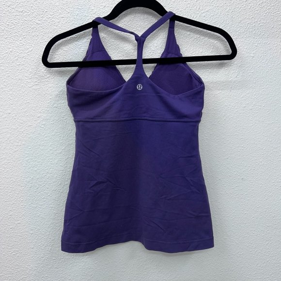 Lululemon purple racerback womens cross front built in support tank  Size: 6 - Picture 5 of 7